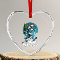 Funny Wendigo Monster Christmas Heart Crystal Glass Ornament Rock On Hand Meme Xmas - Wonder Print Shop