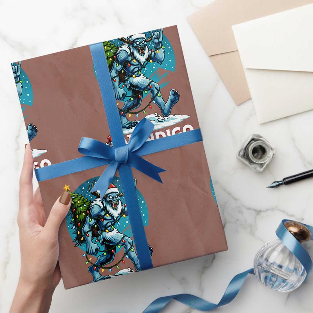 Funny Wendigo Monster Christmas Wrapping Paper Roll Rock On Hand Meme Xmas - Wonder Print Shop