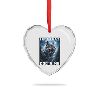 Funny Werewolf Meme Unhinged Heart Crystal Glass Ornament I Got That Dog In Me