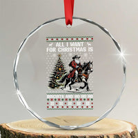 Funny Western Christmas Cowboy Santa Crystal Glass Ornament All I Want for Christmas Is Biscuits and Ho Ho Ho - Wonder Print Shop