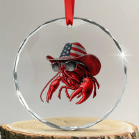 Funny Western Country Crawfish Lover Graphic Crystal Glass Ornament American Flag Cowboy Lobster Patriotic Cajun Season