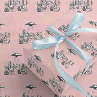 Funny Western Easter Day UFO Bunny Alien Wrapping Paper Roll