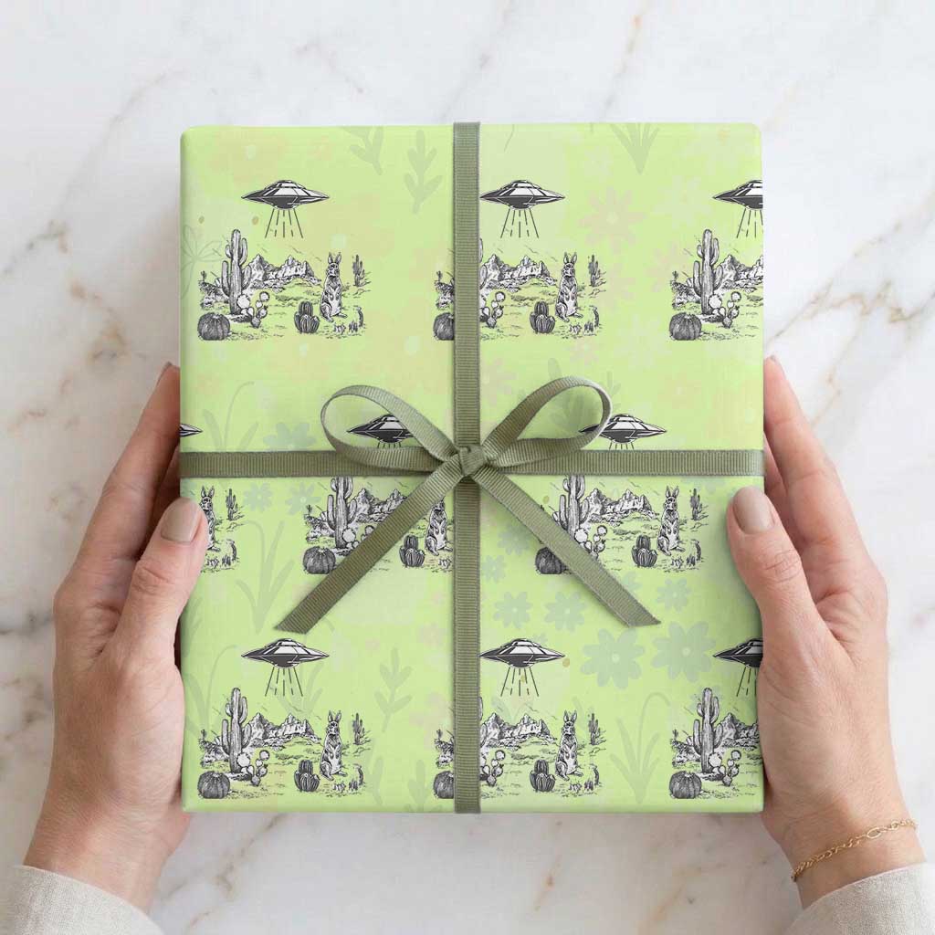 Funny Western Easter Day UFO Bunny Alien Wrapping Paper Roll