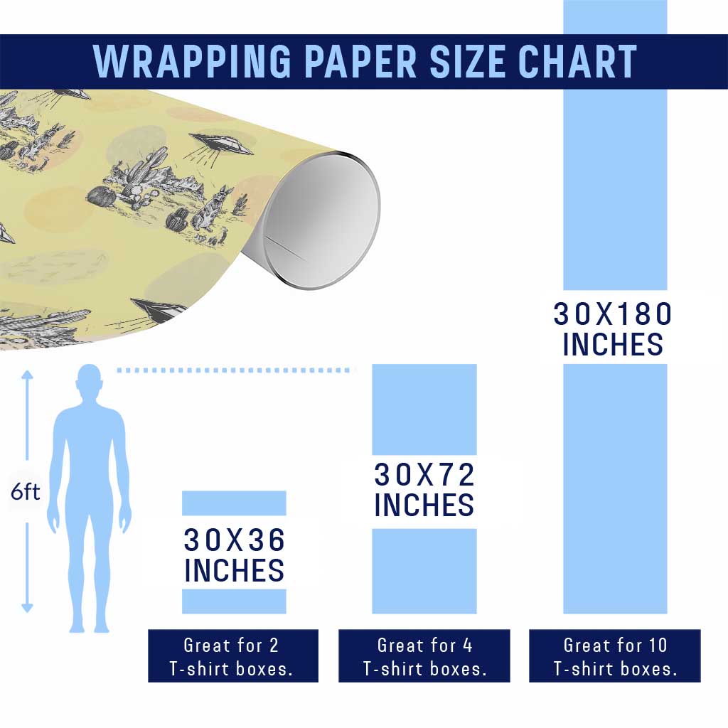 Funny Western Easter Day UFO Bunny Alien Wrapping Paper Roll