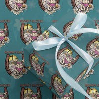 Funny Western Easter Day Wrapping Paper Roll Howdy Easter Country Cowboy Bunny Horseshoe