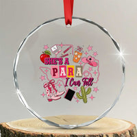 Funny Western Teacher Aide Graphic Crystal Glass Ornament She's A Para I Can Tell