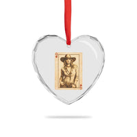 Funny Western Valentine Cowgirl Queen of Hearts Card Heart Crystal Glass Ornament