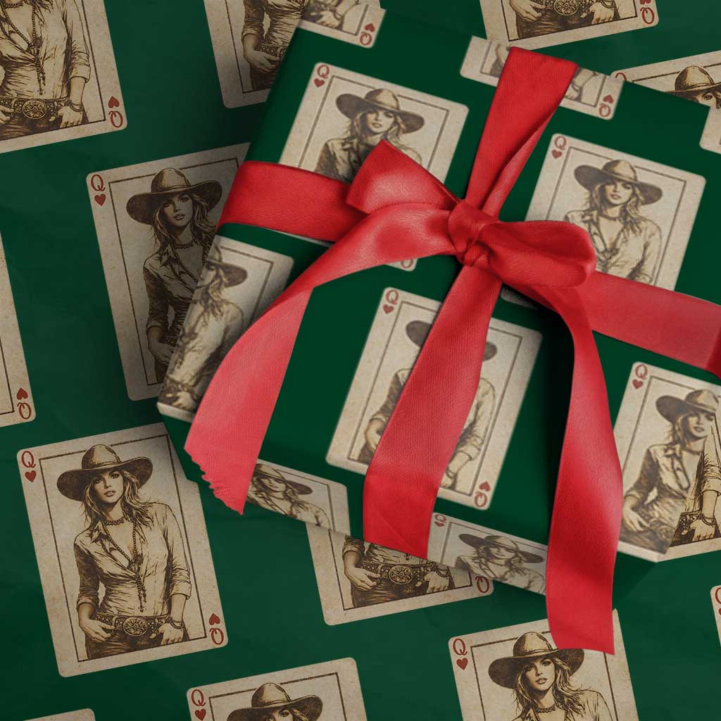 Funny Western Valentine Cowgirl Queen of Hearts Card Wrapping Paper Roll