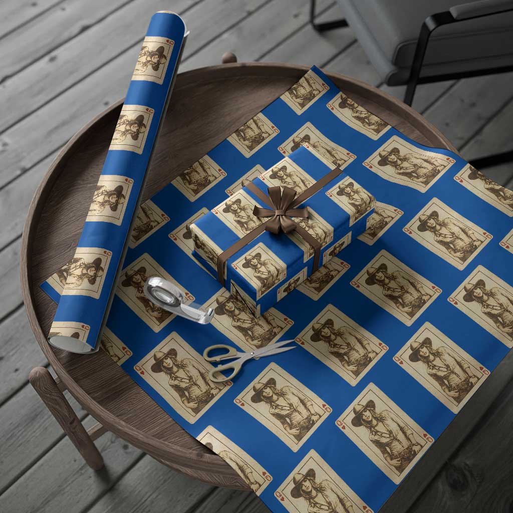 Funny Western Valentine Cowgirl Queen of Hearts Card Wrapping Paper Roll