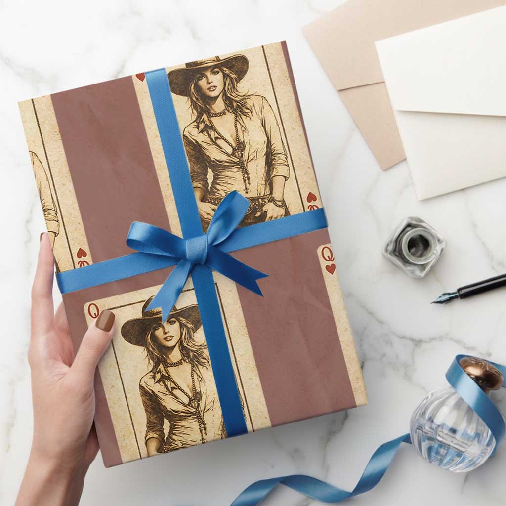 Funny Western Valentine Cowgirl Queen of Hearts Card Wrapping Paper Roll