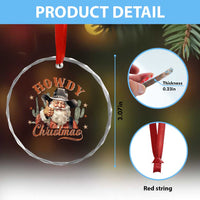 Funny Western Xmas Crystal Glass Ornament Howdy Christmas Retro Cowboy Santa Country TS11