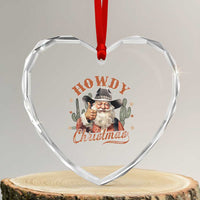 Funny Western Xmas Heart Crystal Glass Ornament Howdy Christmas Retro Cowboy Santa Country - Wonder Print Shop