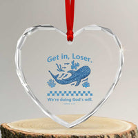 Funny Whale Shark Christian Bible Jonah 1:17 Heart Crystal Glass Ornament Get In Loser We're Doing God's Will