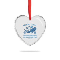 Funny Whale Shark Christian Bible Jonah 1:17 Heart Crystal Glass Ornament Get In Loser We're Doing God's Will