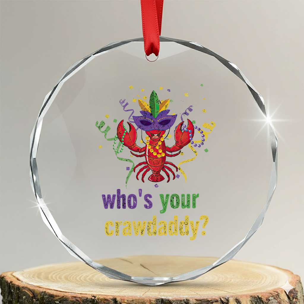 Funny Who's Your Crawdaddy Crystal Glass Ornament Crawfish Beads Mardi Gras