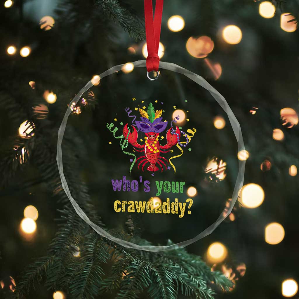 Funny Who's Your Crawdaddy Crystal Glass Ornament Crawfish Beads Mardi Gras