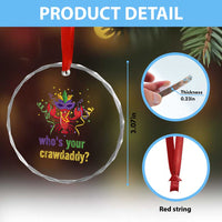 Funny Who's Your Crawdaddy Crystal Glass Ornament Crawfish Beads Mardi Gras