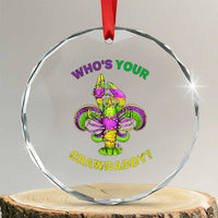Funny Who's Your Crawdaddy Crystal Glass Ornament Vintage Crawfish Beads Fleur De Lis Mardi Gras