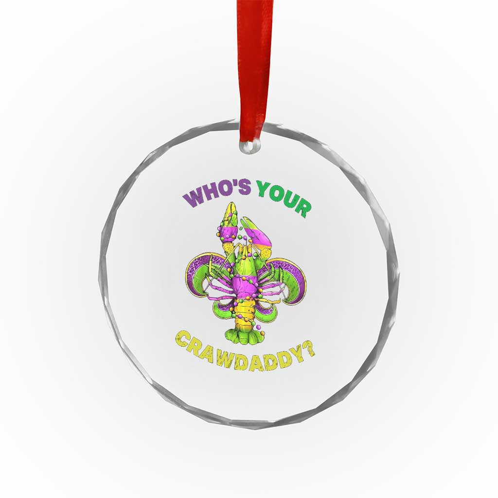 Funny Who's Your Crawdaddy Crystal Glass Ornament Vintage Crawfish Beads Fleur De Lis Mardi Gras