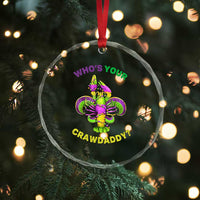 Funny Who's Your Crawdaddy Crystal Glass Ornament Vintage Crawfish Beads Fleur De Lis Mardi Gras