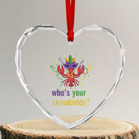 Funny Who's Your Crawdaddy Heart Crystal Glass Ornament Crawfish Beads Mardi Gras