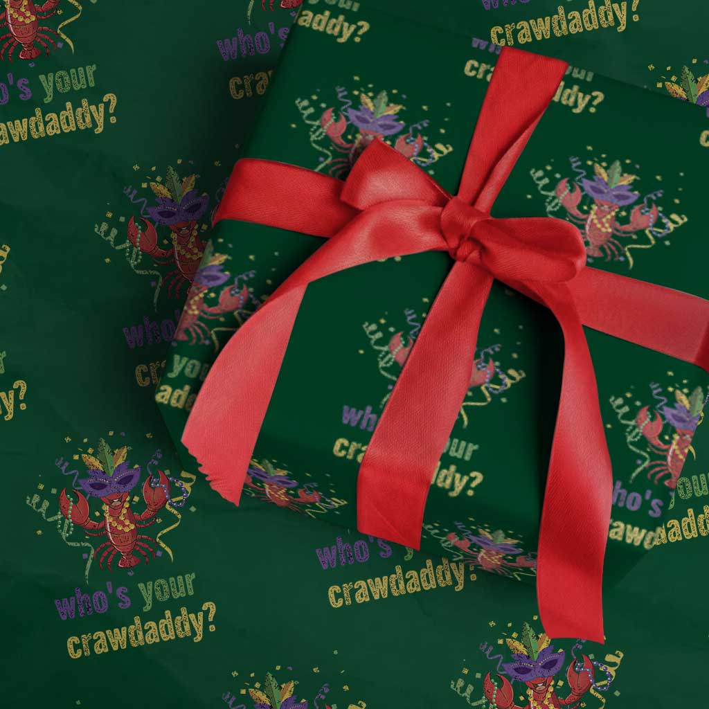 Funny Who's Your Crawdaddy Wrapping Paper Roll Crawfish Beads Mardi Gras
