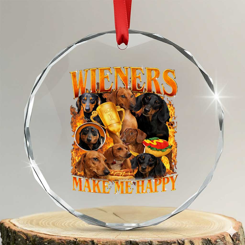 Funny Wiener Dog Crystal Glass Ornament Vintage Bootleg Gift For Dachshund Lover - Wonder Print Shop