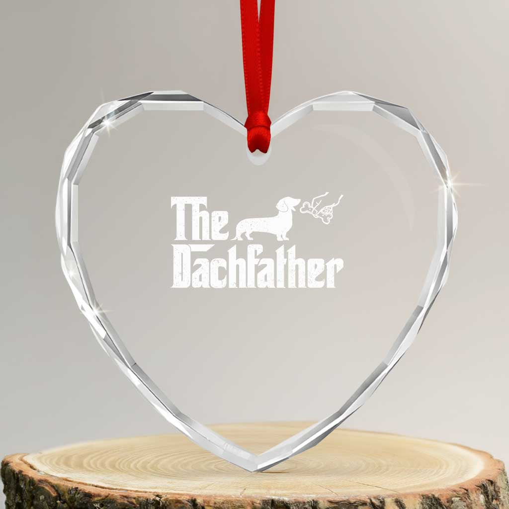 Funny Wiener Dog Dad Heart Crystal Glass Ornament The Dachshund Fathers Day Gifts For Dog Lovers