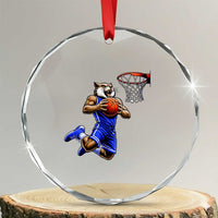 Funny Wildcat Dunking Basketball Crystal Glass Ornament Gift For Sports Fan