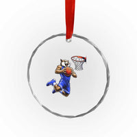 Funny Wildcat Dunking Basketball Crystal Glass Ornament Gift For Sports Fan