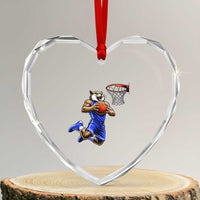 Funny Wildcat Dunking Basketball Heart Crystal Glass Ornament Gift For Sports Fan