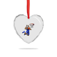 Funny Wildcat Dunking Basketball Heart Crystal Glass Ornament Gift For Sports Fan