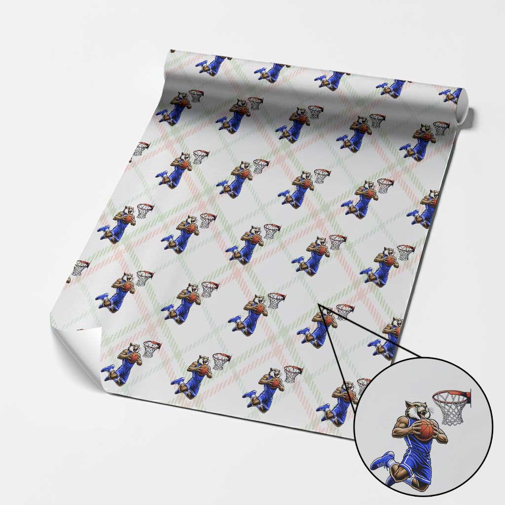 Funny Wildcat Dunking Basketball Wrapping Paper Roll Gift For Sports Fan