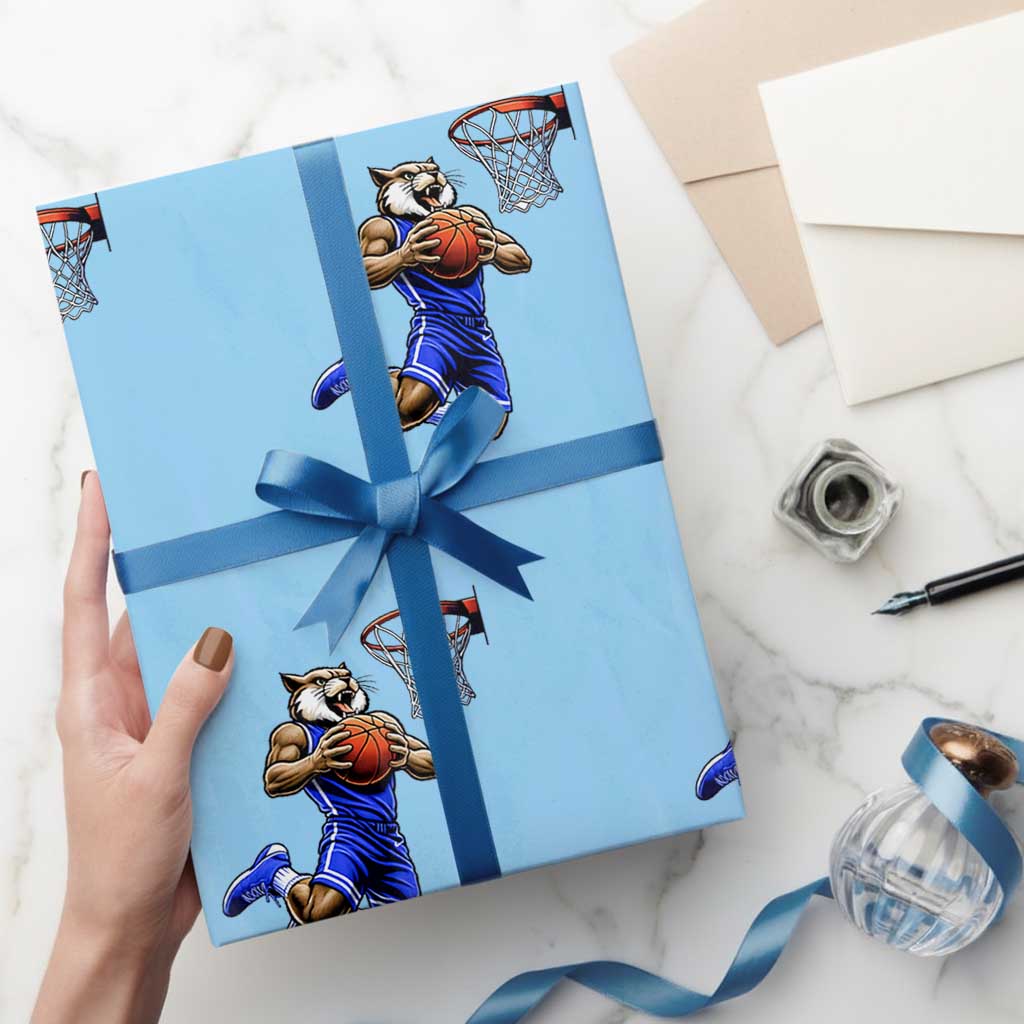 Funny Wildcat Dunking Basketball Wrapping Paper Roll Gift For Sports Fan