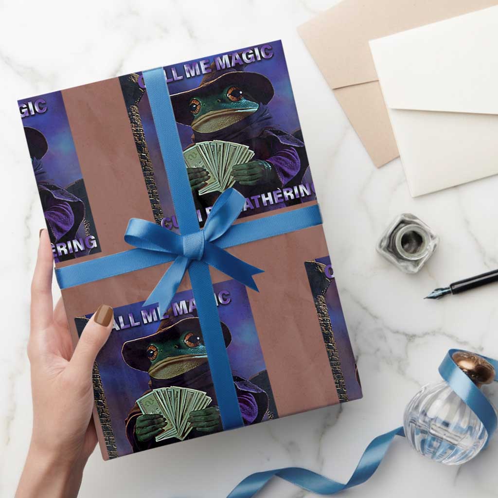 Funny Wizard Frog Fantasy Meme Wrapping Paper Roll Call Me Magic Cuz I Be Gathering MTG Gamer - Wonder Print Shop