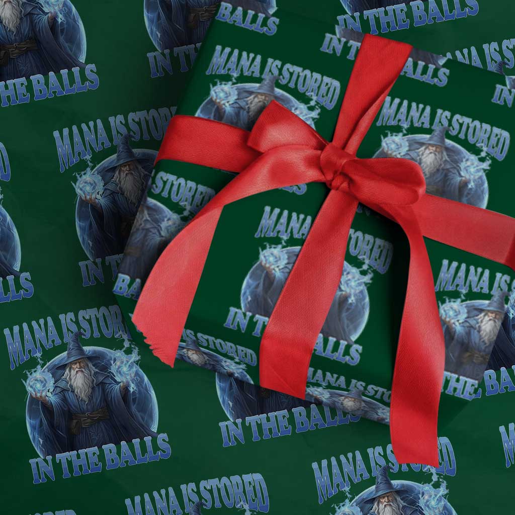 Funny Wizard Wrapping Paper Roll Mana is Stored in The Balls Magician Sorcerer Witcher - Wonder Print Shop