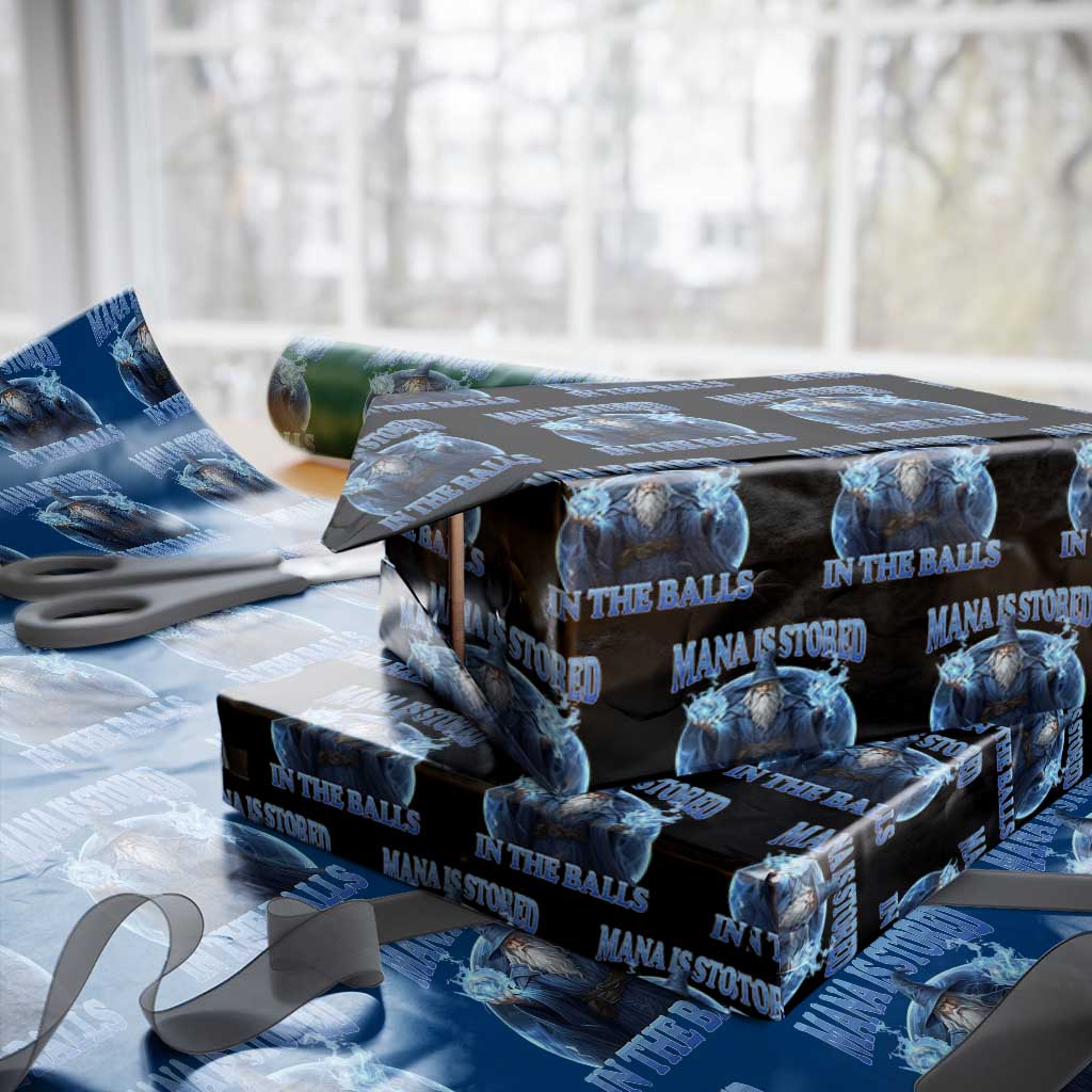 Funny Wizard Wrapping Paper Roll Mana is Stored in The Balls Magician Sorcerer Witcher - Wonder Print Shop