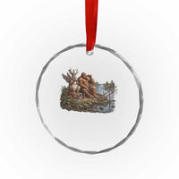 Funny Wolpertinger Bigfoot Fishing Crystal Glass Ornament Beer Drinking Cryptid Fisherman Gift