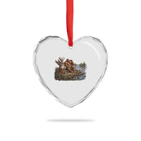 Funny Wolpertinger Bigfoot Fishing Heart Crystal Glass Ornament Beer Drinking Cryptid Fisherman Gift