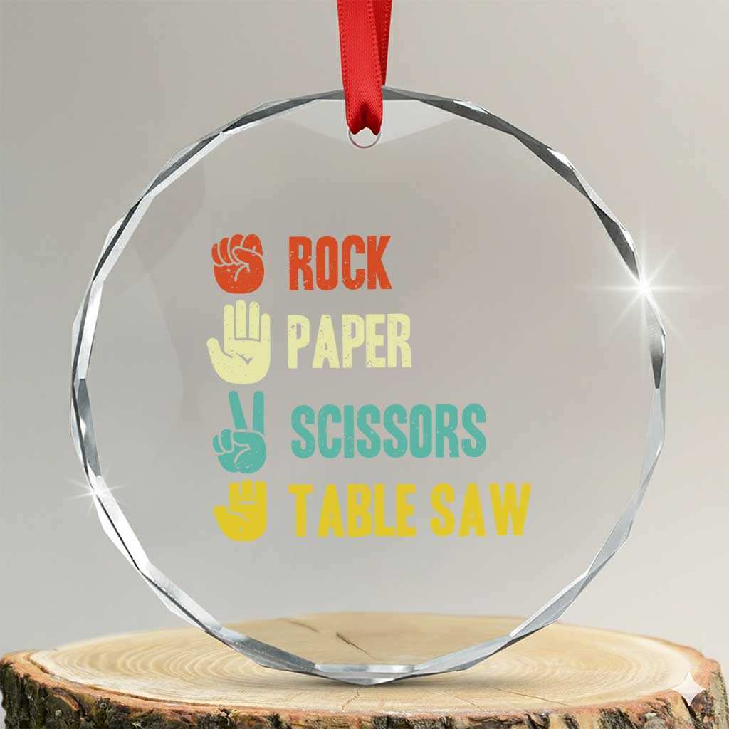 Funny Woodworker Crystal Glass Ornament Rock Paper Scissors Table Saw - Wonder Print Shop