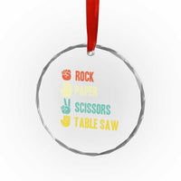 Funny Woodworker Crystal Glass Ornament Rock Paper Scissors Table Saw - Wonder Print Shop
