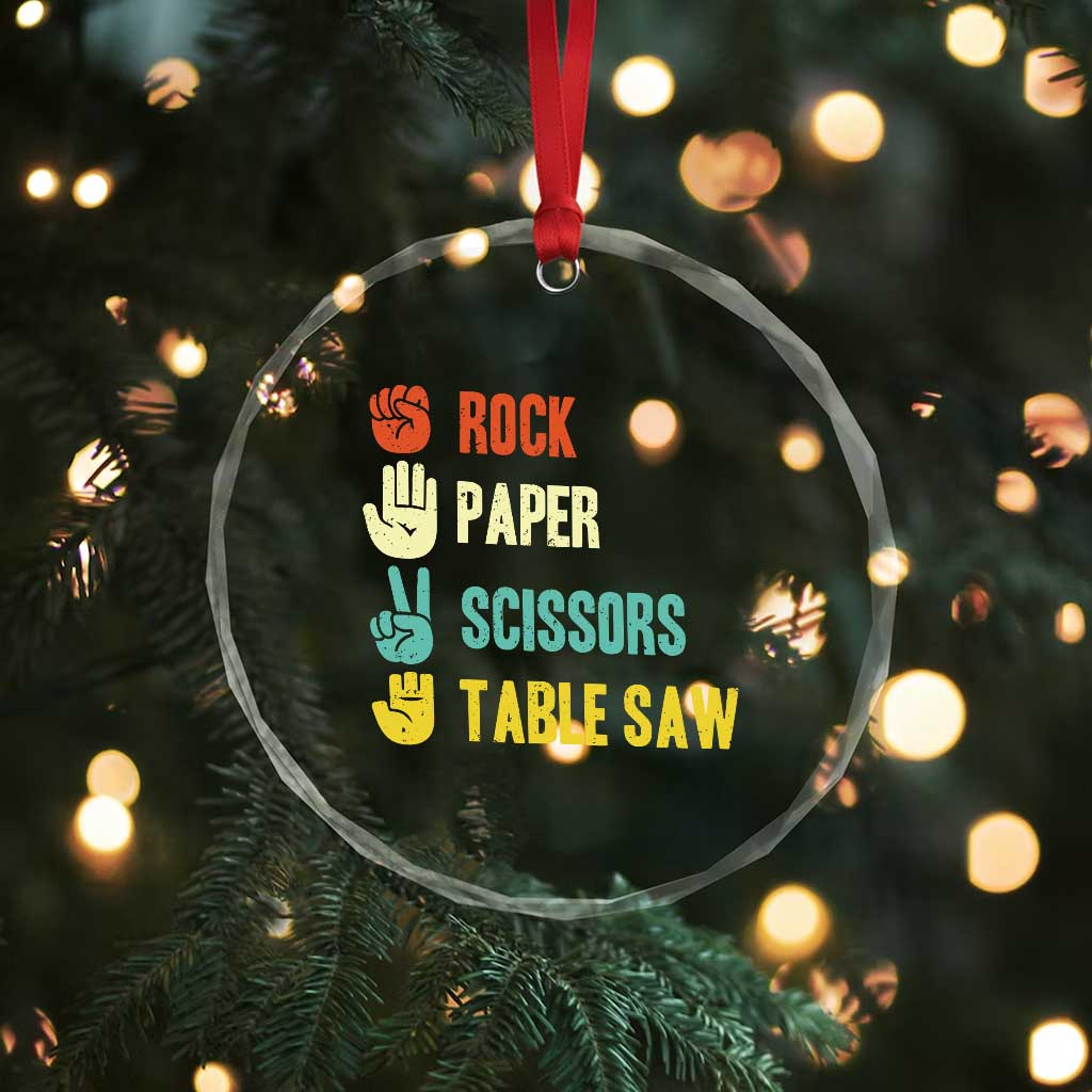 Funny Woodworker Crystal Glass Ornament Rock Paper Scissors Table Saw - Wonder Print Shop