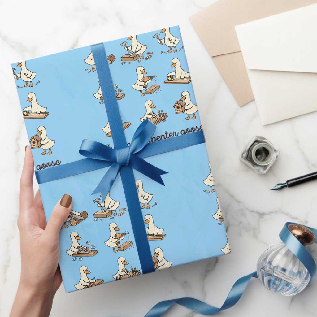 Funny Woodworker Graphic Wrapping Paper Roll Just A Carpenter Goose