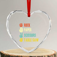 Funny Woodworker Heart Crystal Glass Ornament Rock Paper Scissors Table Saw - Wonder Print Shop