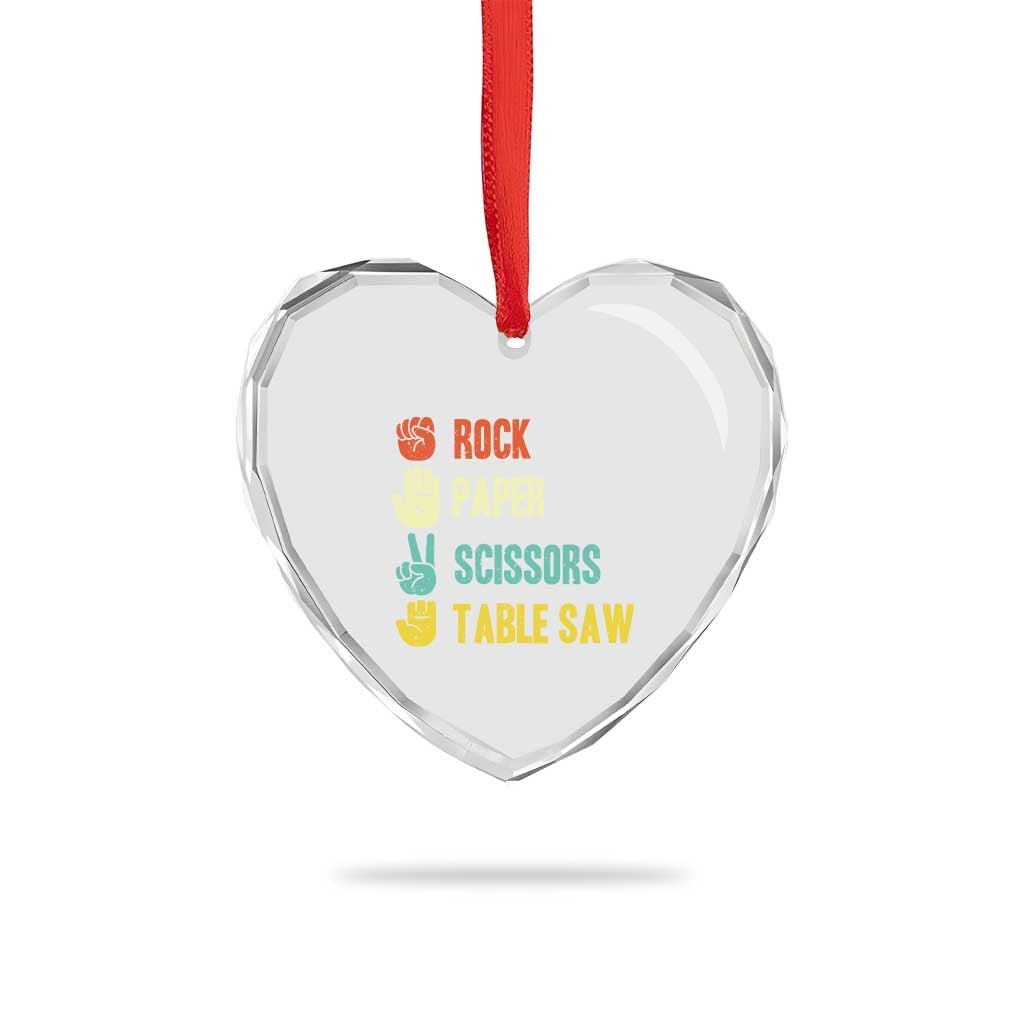 Funny Woodworker Heart Crystal Glass Ornament Rock Paper Scissors Table Saw - Wonder Print Shop