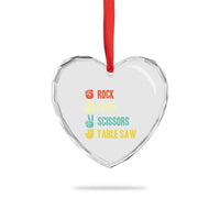 Funny Woodworker Heart Crystal Glass Ornament Rock Paper Scissors Table Saw - Wonder Print Shop