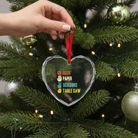 Funny Woodworker Heart Crystal Glass Ornament Rock Paper Scissors Table Saw - Wonder Print Shop