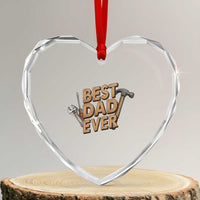 Funny Woodworking Dad Gift Heart Crystal Glass Ornament Best Dad Ever