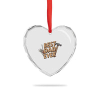 Funny Woodworking Dad Gift Heart Crystal Glass Ornament Best Dad Ever