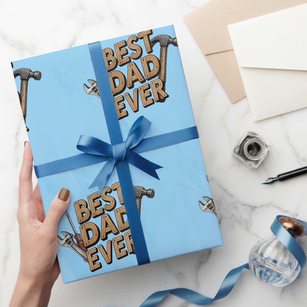Funny Woodworking Dad Gift Wrapping Paper Roll Best Dad Ever